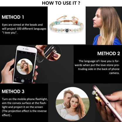 Personalized Couple Projection Beaded Bracelet Customized Photo Bracelet Adjustable Bracelet Personalized Gift