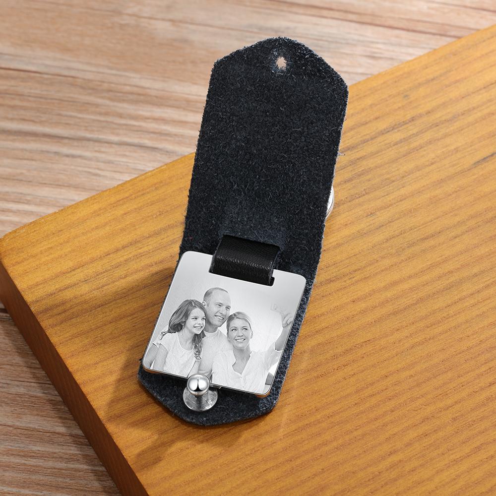 Jessemade Leather Key Fob Custom photo keychain  Gift for boyfriend picture key chain  key fob leather Calendar