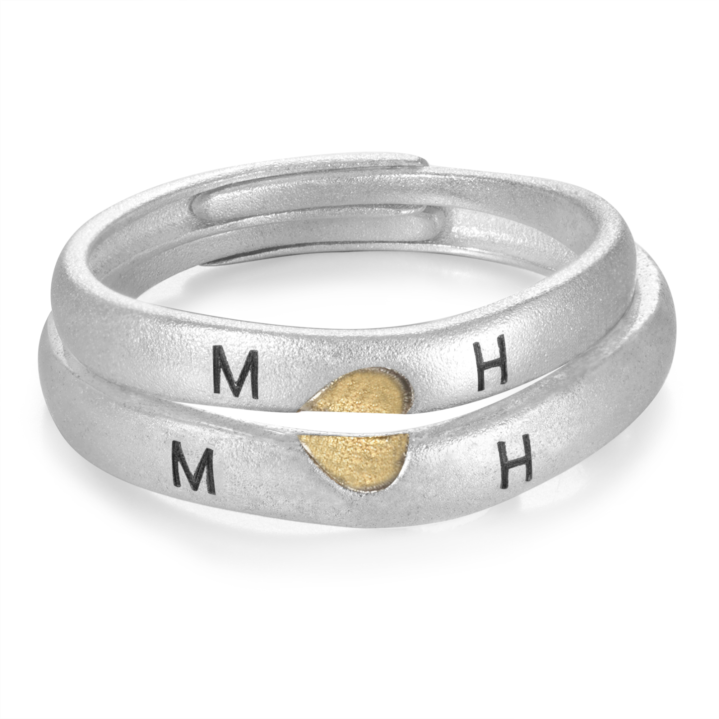 Personalized Letter Couple Adjustable Rings Custom Date Gift for Couple