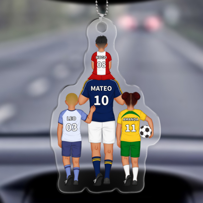 1-3 Names Football Keychain-Personalized Dad's Football Team Gift Set Keychain Custom Names Gift For Dad