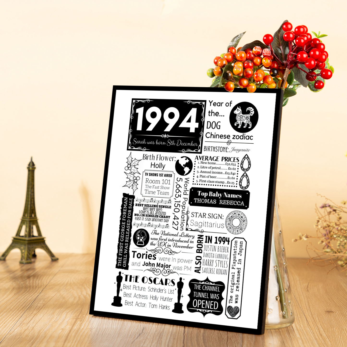 30th Birthday Personalized Wood Panel Painting Customized Birthday Flowers Wooden Decorations Home Decoration Gifts For Her/Him