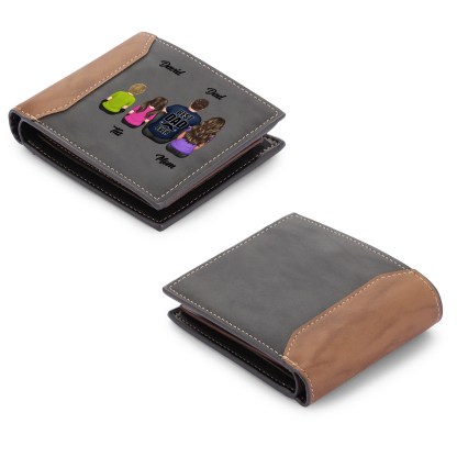 Personalized Wallet for Dad - Best Father’s Day Customized Gift with Kids & Family Illustration