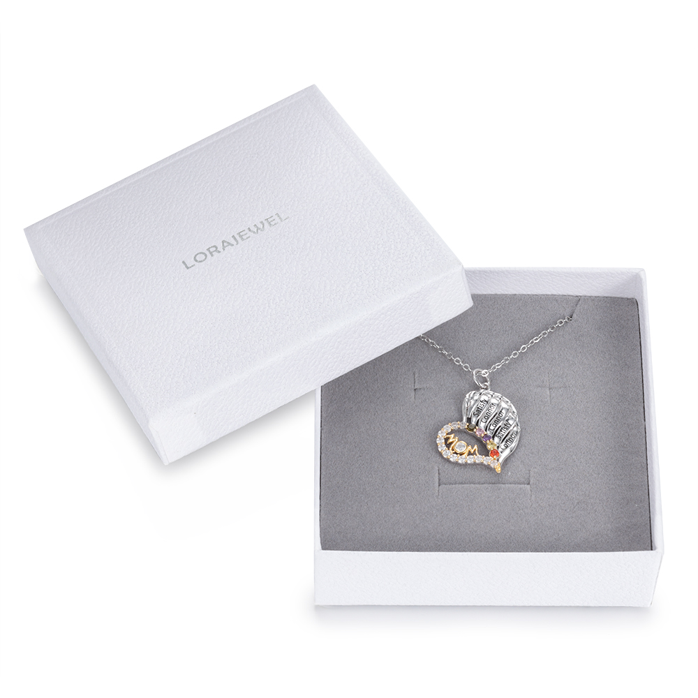 5 Names-Personalized Hearts Necklace Custom Birthstone Necklace Wonderful Gifts for Mom