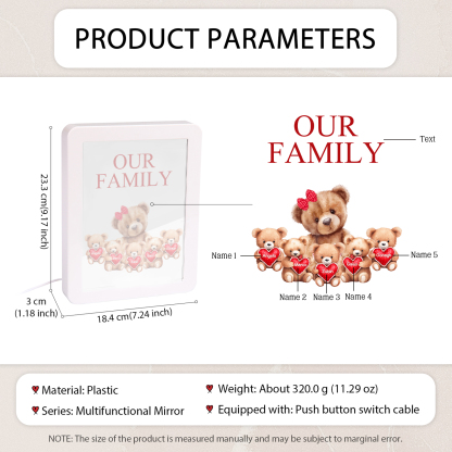 5 Names - Personalized Mum Home Bear Style Custom Text LED Night Light Gift for Mom