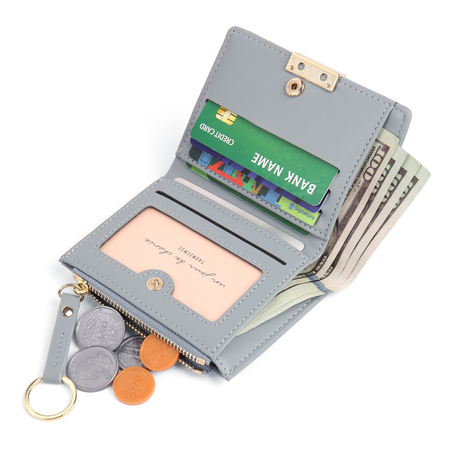 Personalized Photo And Text Pu Leather Zipper Wallet Coin Purse Three Colors Optional Gift For Women