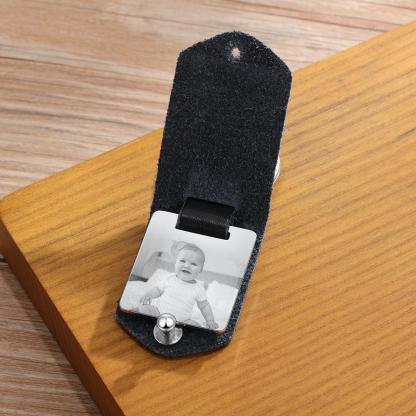 Personalized Leather Keychain Custom Photo Keychain Gifts For Father