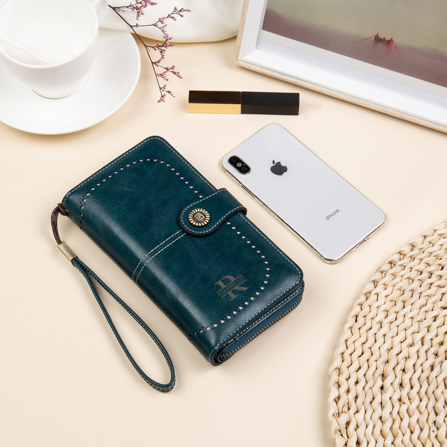 4 Colors Unisex Purse Personalized Leather Wallet Engraving Names Zip Wallet Gifts for Men Women
