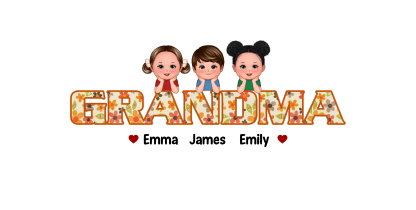 Unique Custom Wallet for Mom & Grandma – Personalized with Names & Cartoon Character Design