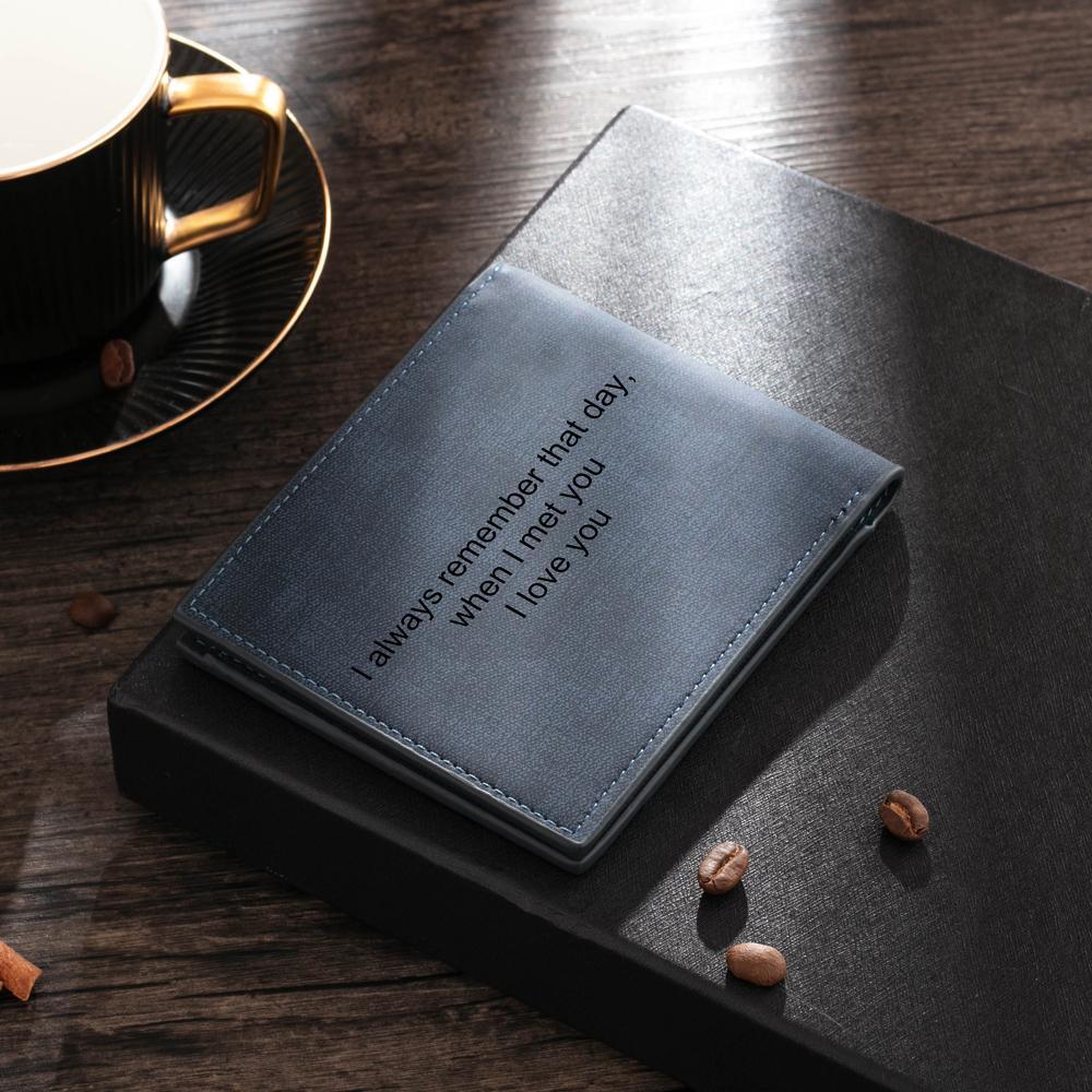 Personalized Leather Wallet Engraved Photo Short Purse Gifts For Men