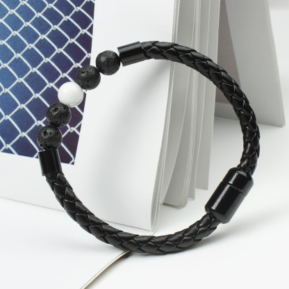 Tiger Eye Black Onyx Beaded Bracelet Men