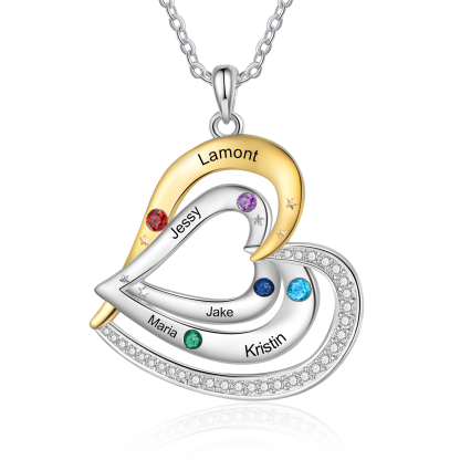 5 Names - Personalized Love Necklace with Customized Name and Birthstone, A Special Gift for Her