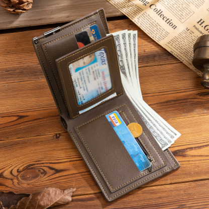 Personalized Leather Wallet Engraved Photo Folding Wallet Short Purse Love Gifts For Him