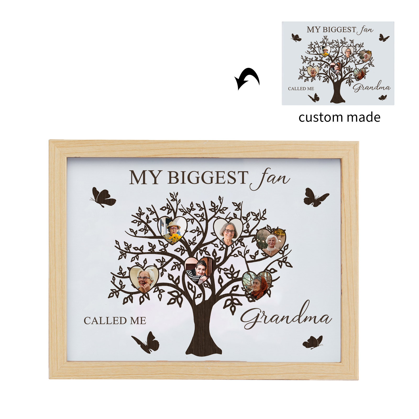 6 Photos-Personalized Family Color Or Black And White Frame Custom 6 Photos And Text LED Night Light
