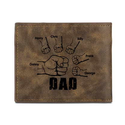 6 Names - Personalized Photo Custom Leather Men's Wallet as a Father's Day Gift for Dad