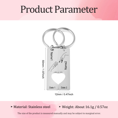 Personalized Promise Couple Keychain Set Engrave Name Heart Matching Couple Gifts