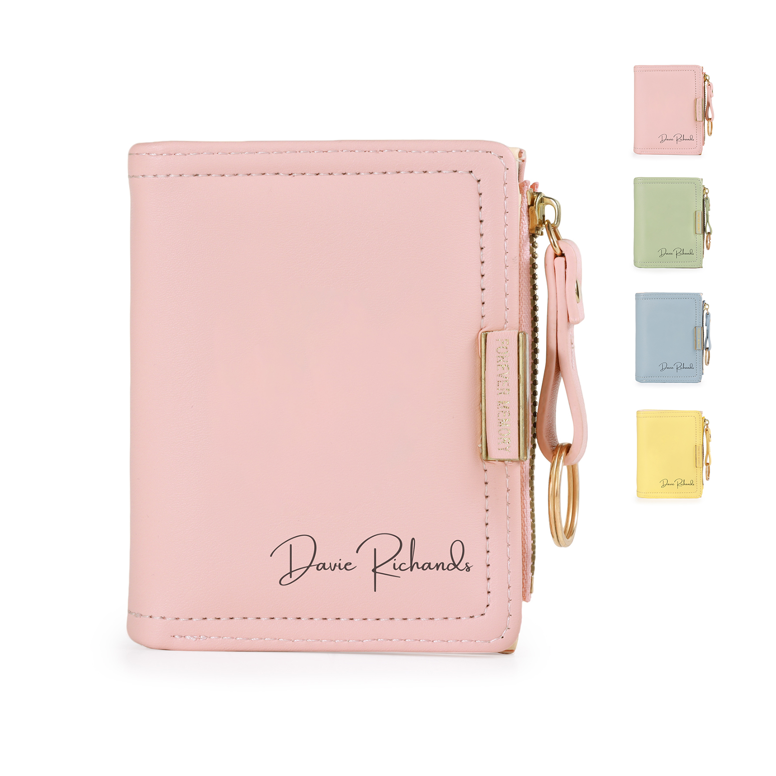 Personalized Leather Zippered Wallet Custom With Photo And Engraved Name