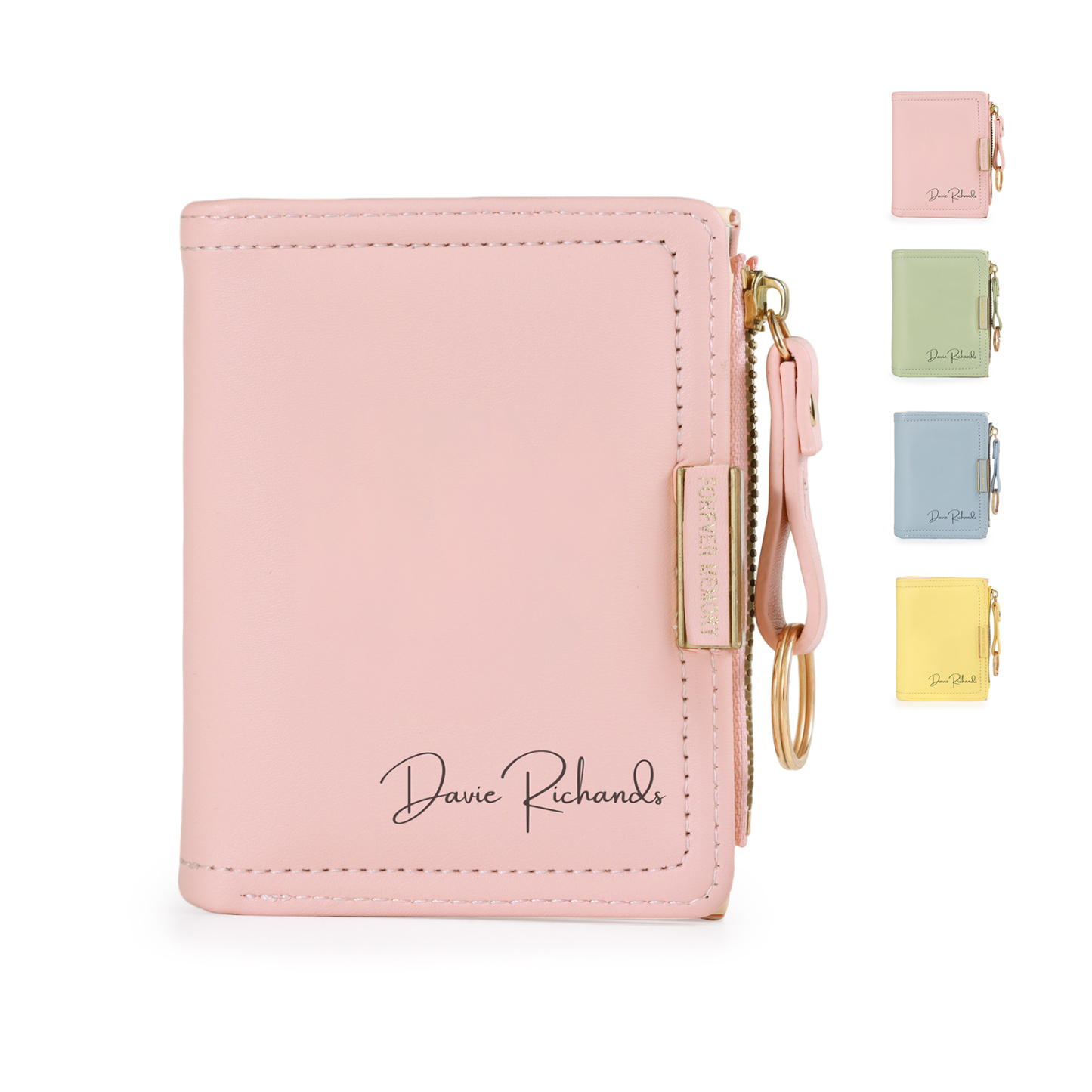 Personalized Leather Zippered Wallet Custom With Photo And Engraved Name