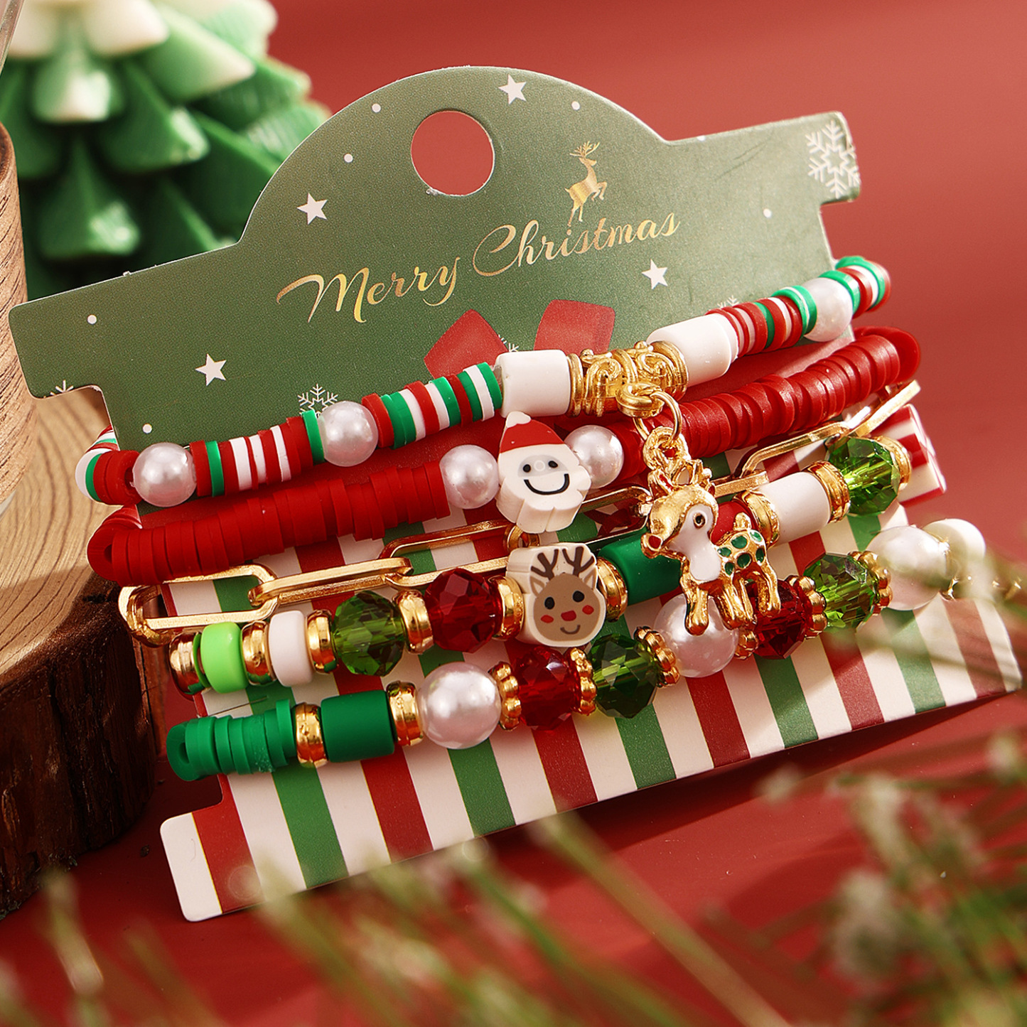 Set Bracciali Natalizi in Lega con Charm Festivi