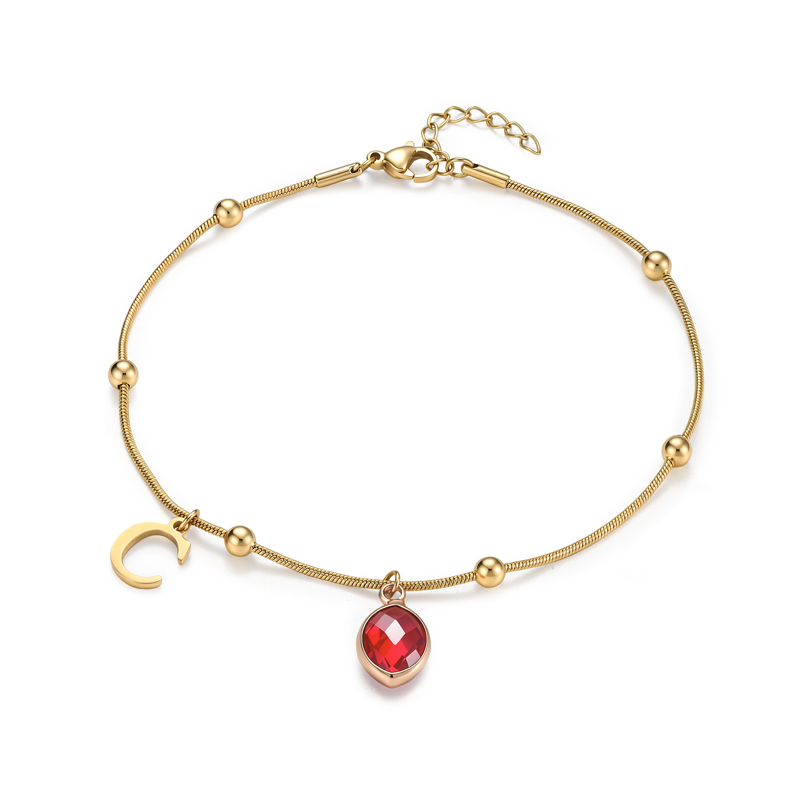 Personalized Birthstone Initial Anklet Minimalist Summer Anklet Bracelet