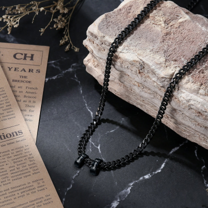 Personalized Stainless Steel Men’s Necklace Custom With 2-6 Name Beads For Men Dad Husband