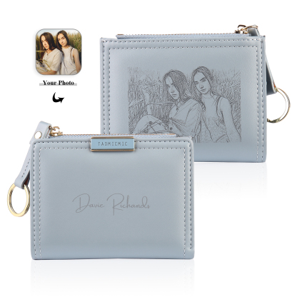 Personalized Photo And Text Pu Leather Zipper Wallet Coin Purse Three Colors Optional Gift For Women