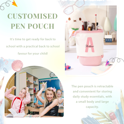 Personalized Custom 1 Letter and 3 Names Gift Set Custom Backpack and Pencil Case and Ruler Gift Set Back to School Gift for Daughter