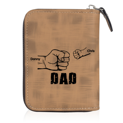 2 Names - Personalized Photo Text Custom Leather Men's Wallet Custom Name Zipper Wallet for Dad