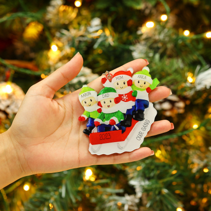 4 Names-Personalized Family Acrylic Christmas Xmas Tree Decoration Ornament-Custom 4 Names And Text Hanging Ornament Gifts For Family