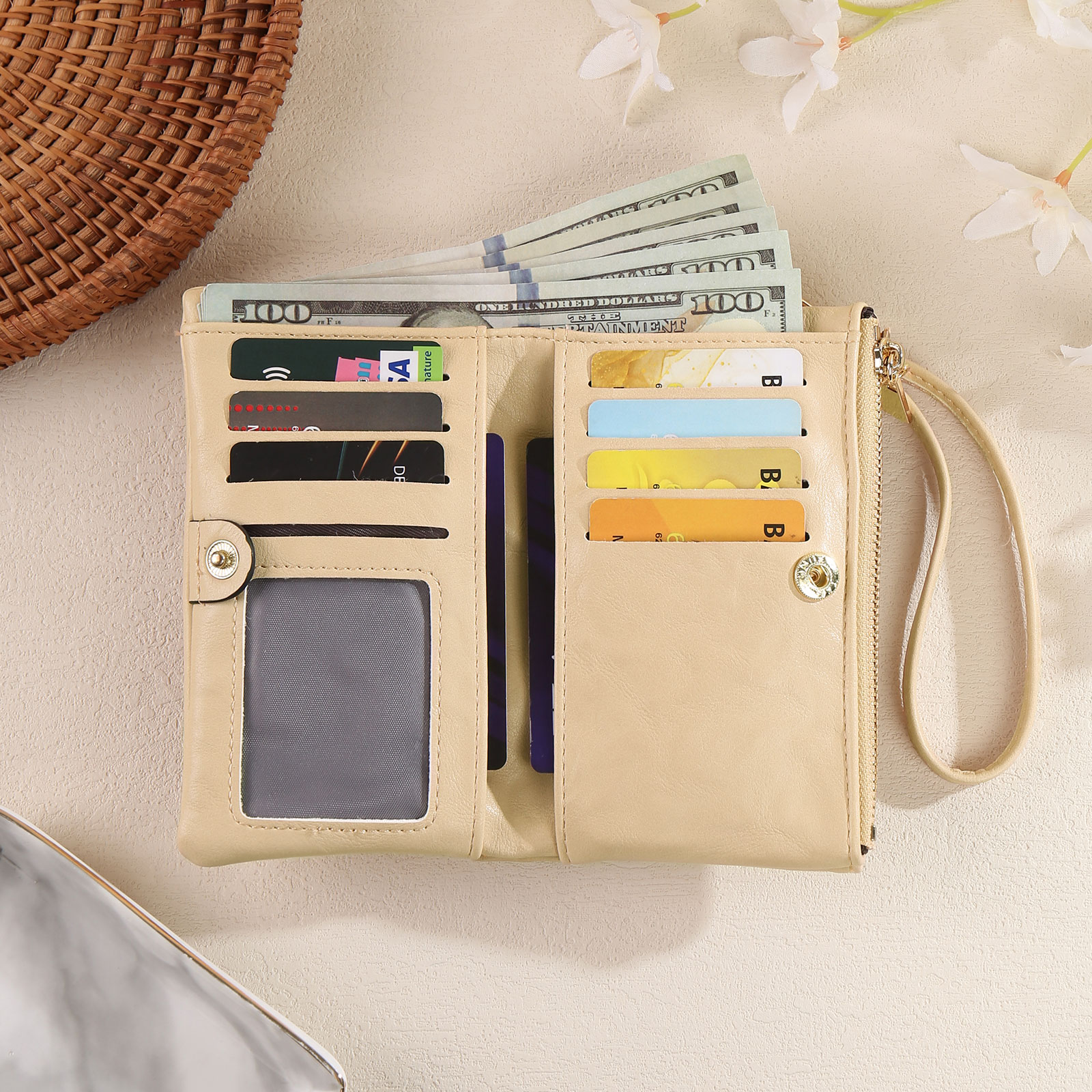 Personalized Photo & Text PU Leather Wallet Coin Purse Three Colors Available Gift for Her