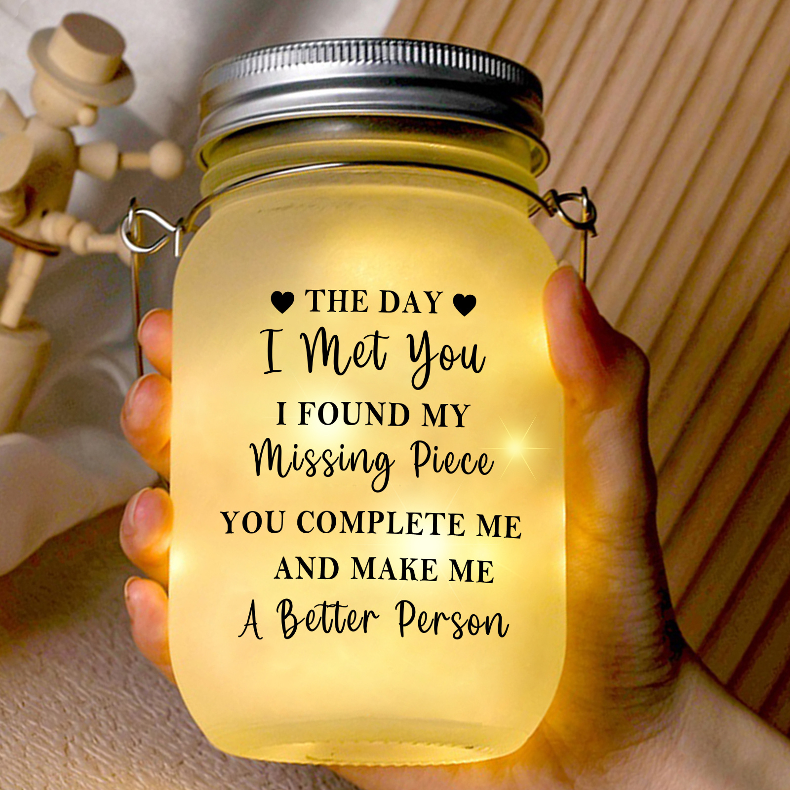 Personalized Solar Mason Jar Light for Couple