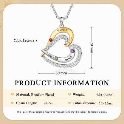 3 Names - Personalized Love Necklace with Customized Name and Birthstone, A Special Gift for Her