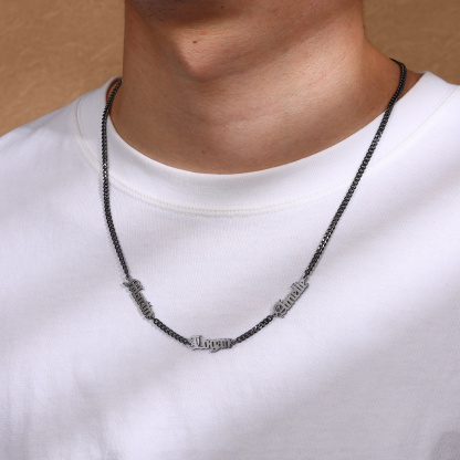 Personalized Gothic Men's Necklace with 1-5 Names