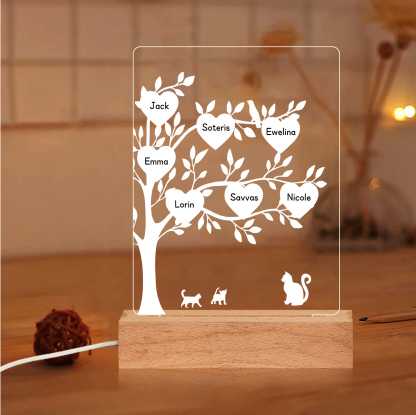7 Names - Personalized Leaf Style Night Light With Custom Text LED Lig