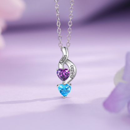 2 Names-Personalized Birthstone Necklace Names Necklace Special Gift For Women