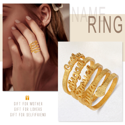 Personalized Family Name Ring Custom 4 Names Gifts For Women | Jessemade
