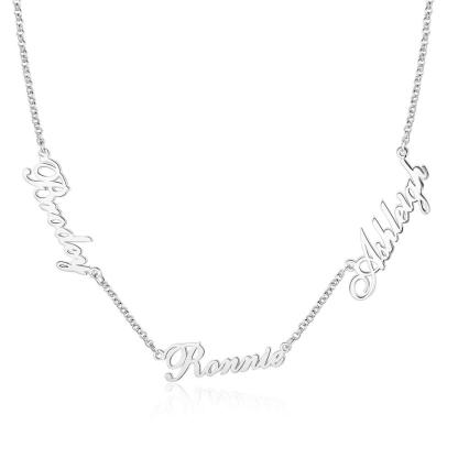 925 Sterling Silver 3 Names Necklace For Her