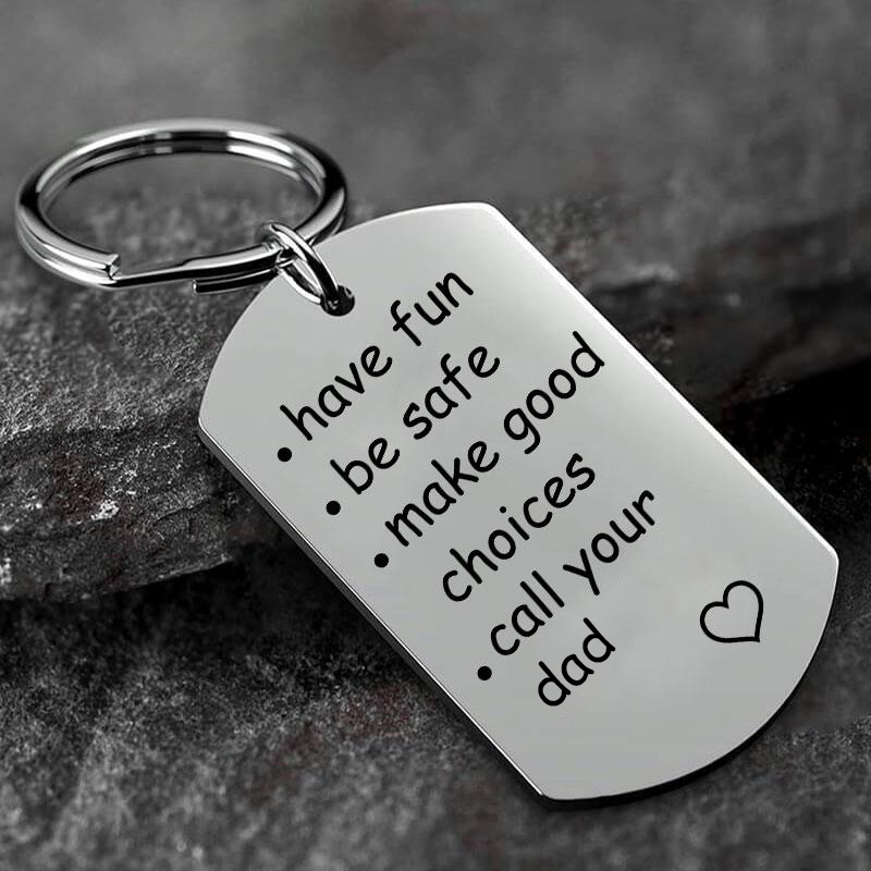 Have Fun Be Safe Make Good Choices Call Your Mom/Dad/Grandma/Grandpa Keychain Set With Gift Box
