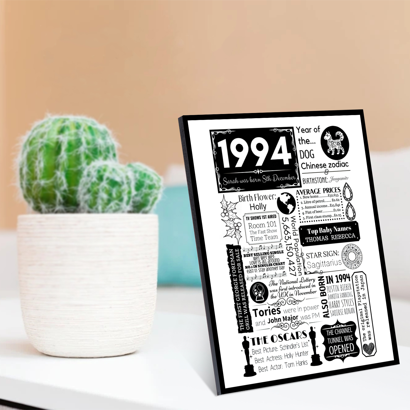 30th Birthday Personalized Wood Panel Painting Customized Birthday Flowers Wooden Decorations Home Decoration Gifts For Her/Him