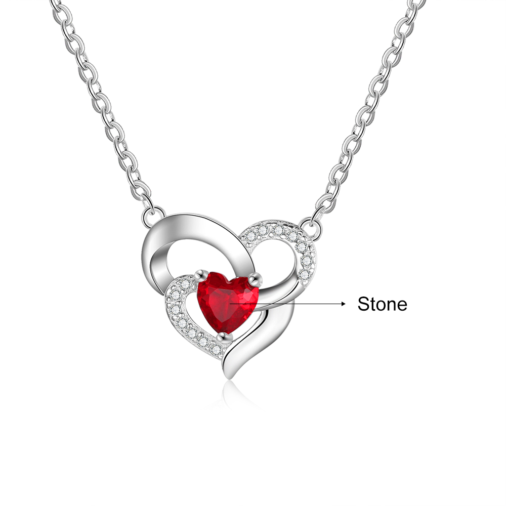 Personalized To My Daughter S925 Silver Women Heart Birthstone Necklace Set With Gift Card Gift Box-Special Gift For Daughter