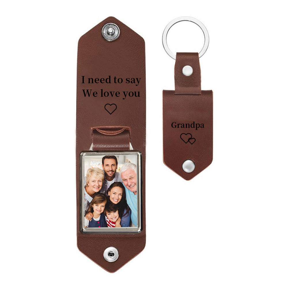 Personalized Photo Keychain Gift Customized Name Special Keychain Gift for Dad/Grandpa