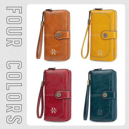 4 Colors Unisex Purse Personalized Leather Wallet Engraving Names Zip Wallet Gifts for Men Women