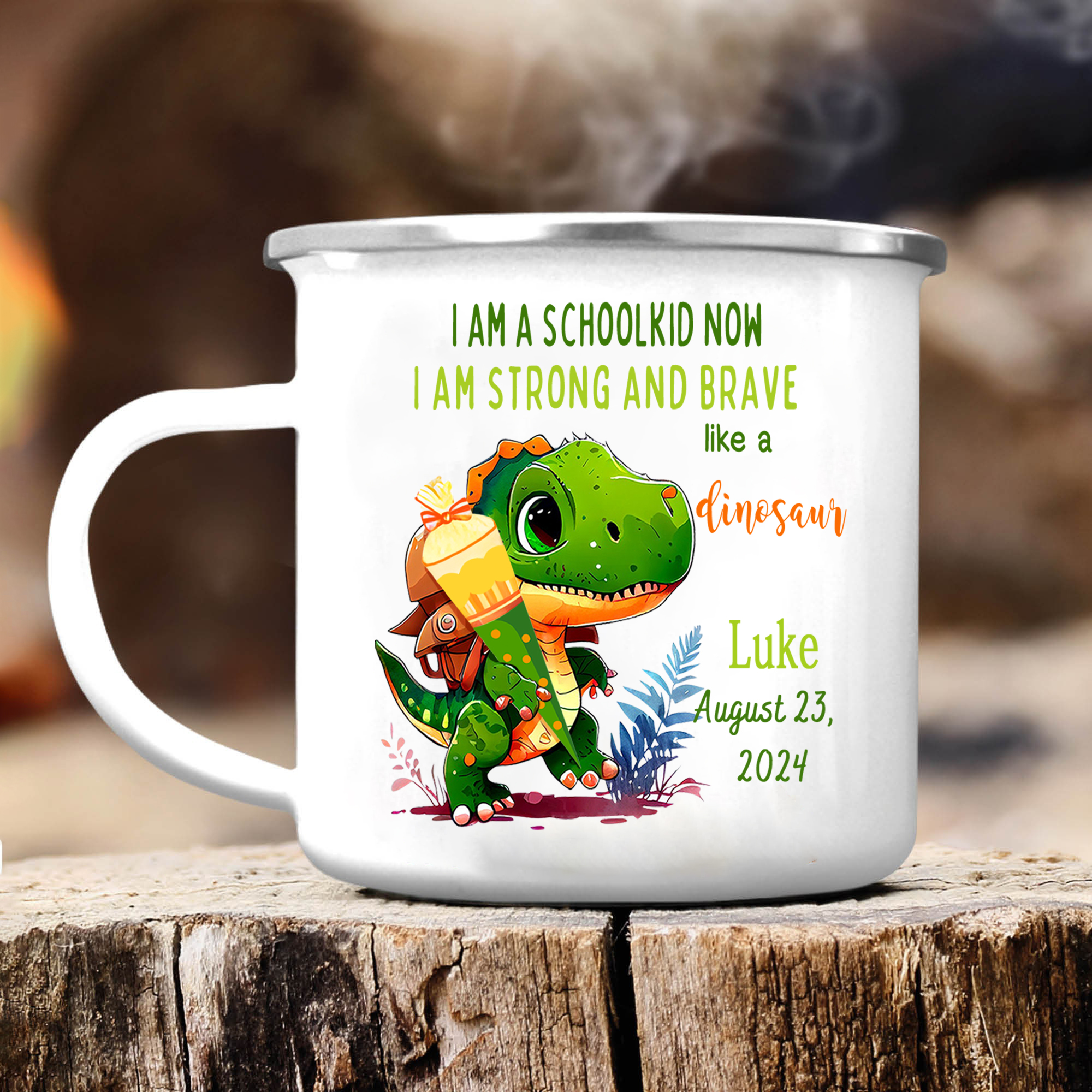 Personalized Name And Date Mug Dinosaur Mug Back To School Gift For Kids