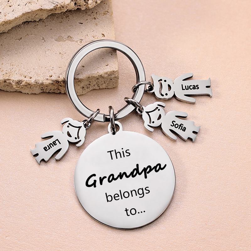 3 Names-This Mom Belongs to...Custom Keychain with Name & Text