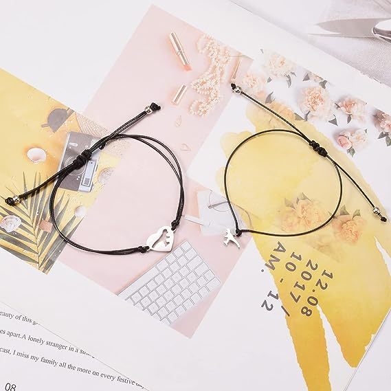 2 Pcs Back To School Gift Dinosaur Heart Bracelet First Day Of School Gift With Gift Box Card Set For Girls/Boys