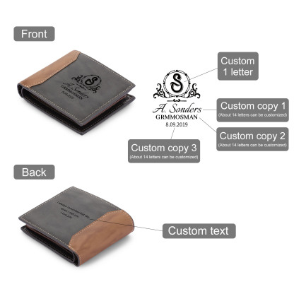 Personalized Leather Wallet Engraved Letter Short Purse Custom Folding Wallet Gifts For Men