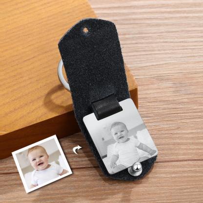 Personalized Leather Keychain Custom Photo Keychain Gifts For Father