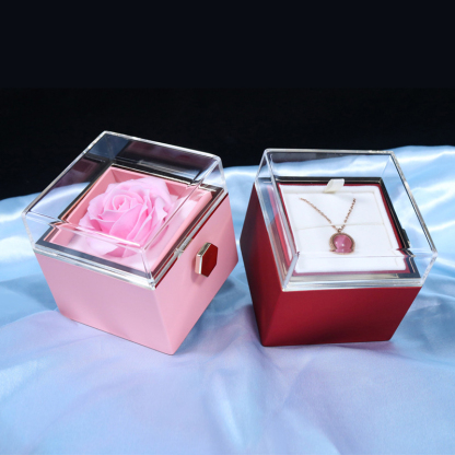 Rotatable Jewelry Box Enchanted Rose Jewelry Gift Package Red