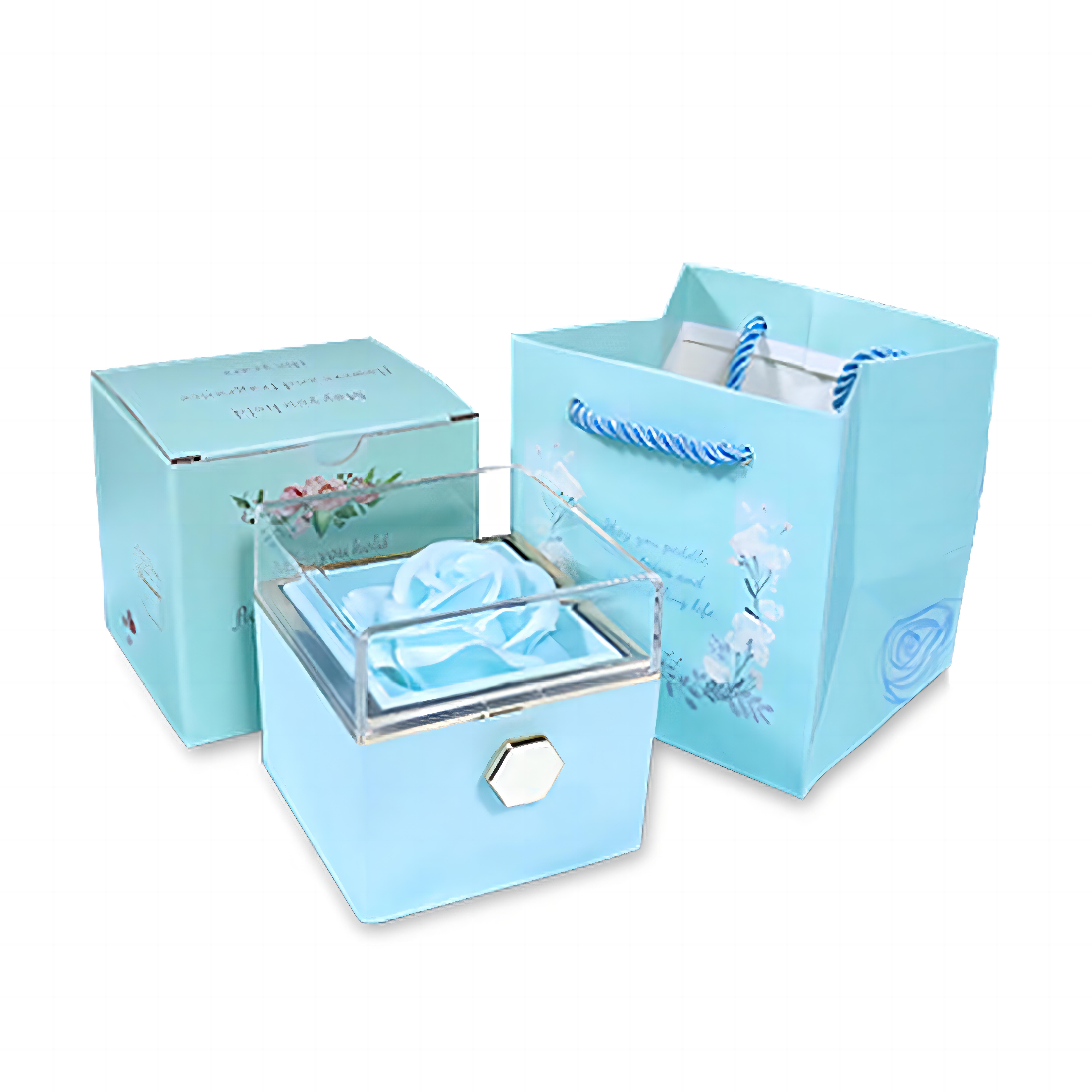 Rotatable Jewelry Box Enchanted Rose Jewelry Gift Package