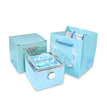 Rotatable Jewelry Box Enchanted Rose Jewelry Gift Package Red