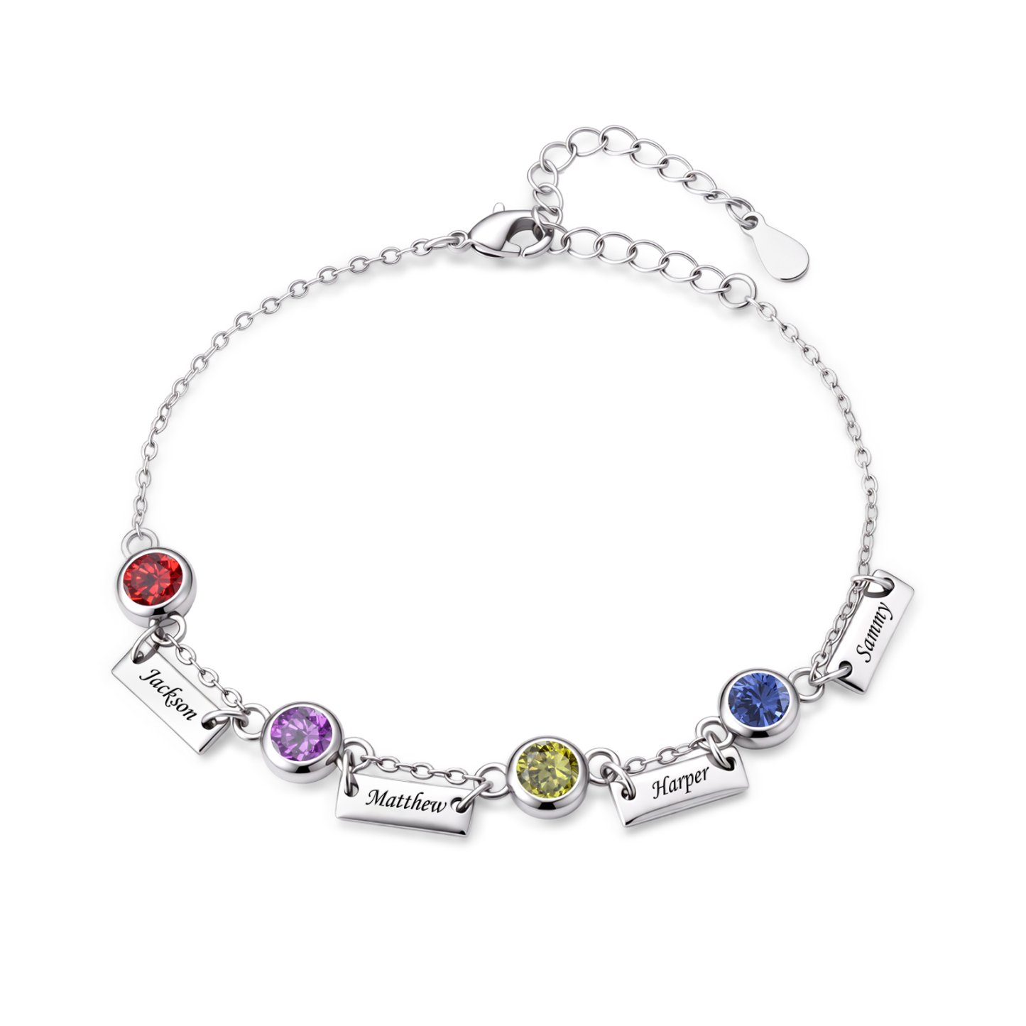 Personalized Birthstones Bracelet Custom With 1 To 6 Names And Stones Unique Jewelry For Women